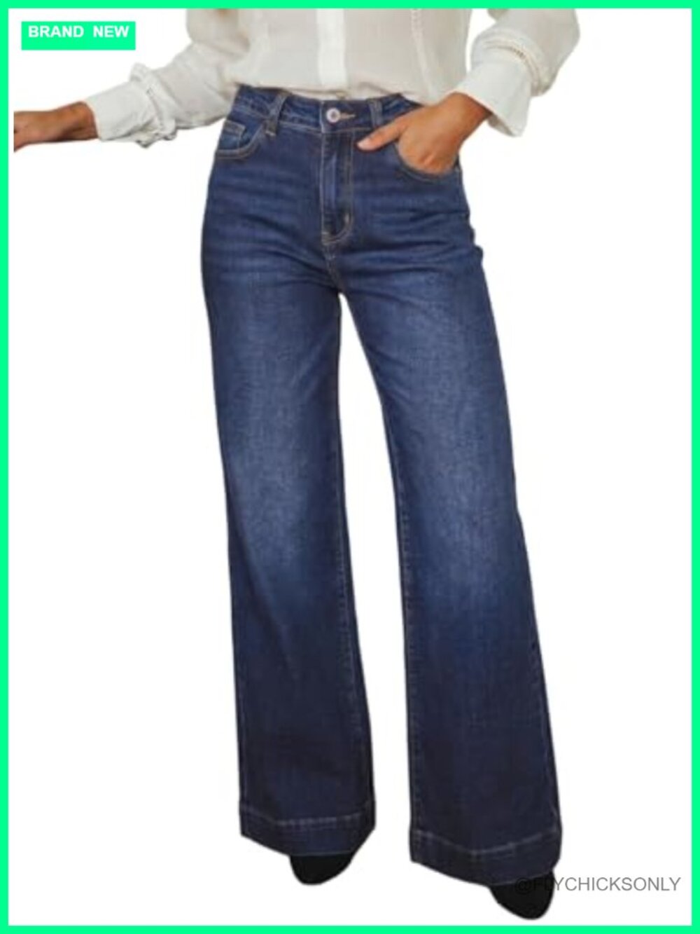 Wide Leg Baggy Flare Jeans High Waisted Stretch Denim Pants